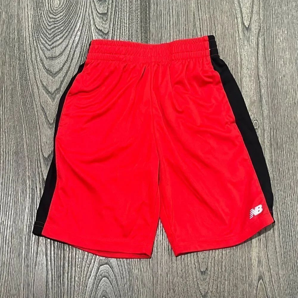 New Balance Kids Red Black Elastic Waist Basketball Shorts Size 10